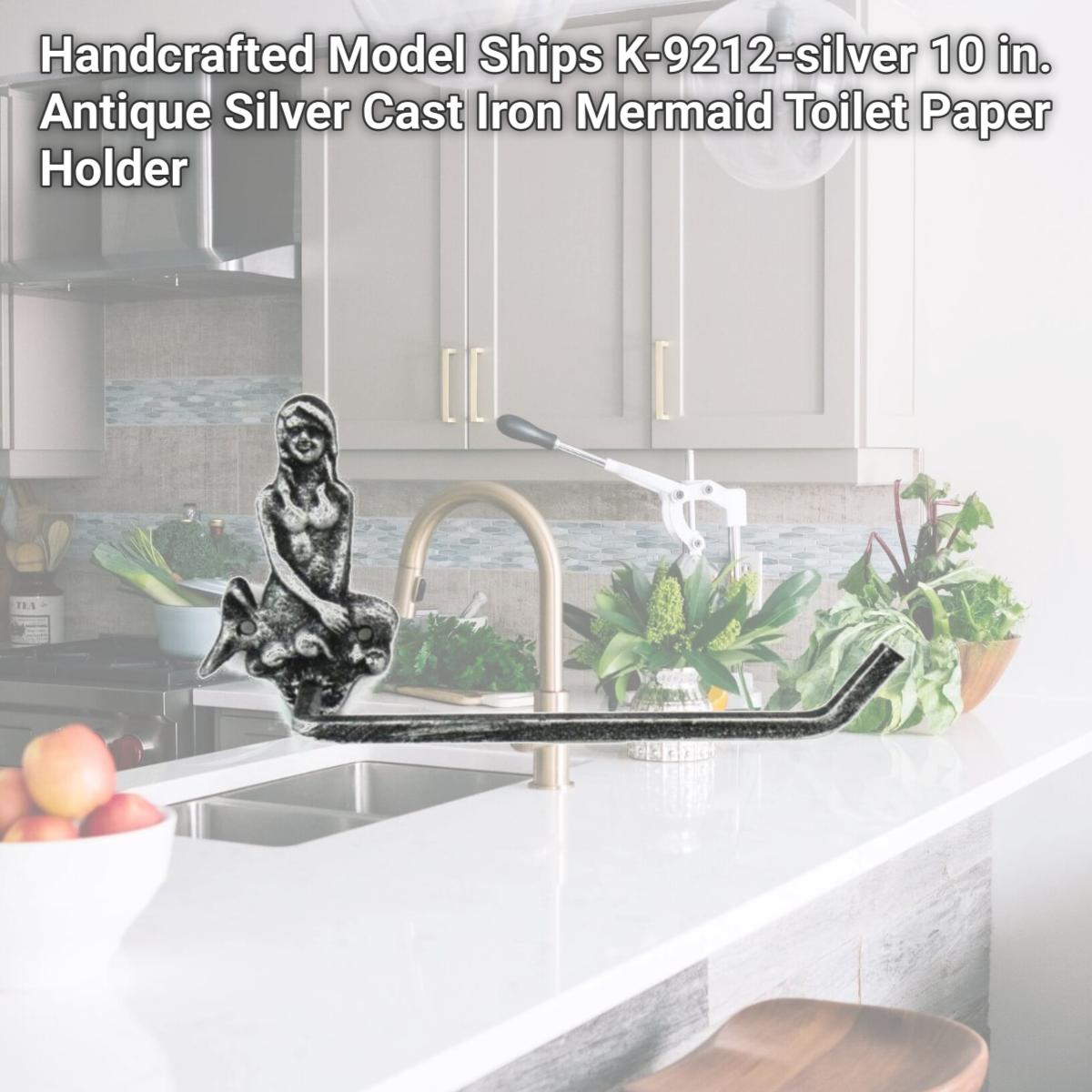 Picture of Handcrafted Model Ships K-9212-silver 10 in. Antique Silver Cast Iron Mermaid Toilet Paper Holder