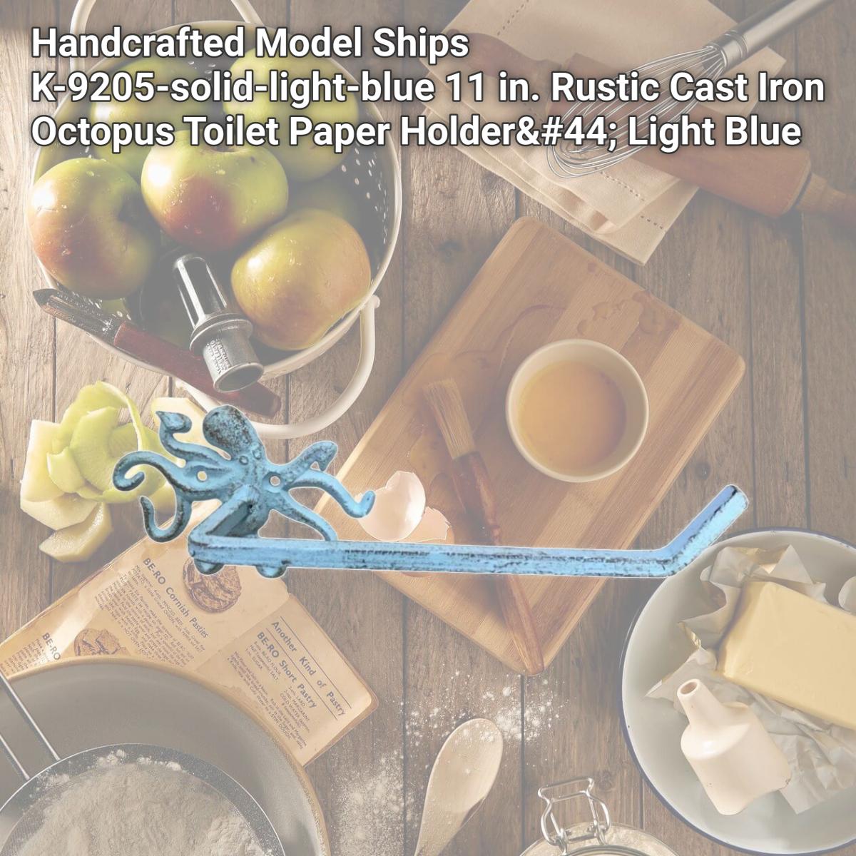 Picture of Handcrafted Model Ships K-9205-solid-light-blue 11 in. Rustic Cast Iron Octopus Toilet Paper Holder, Light Blue