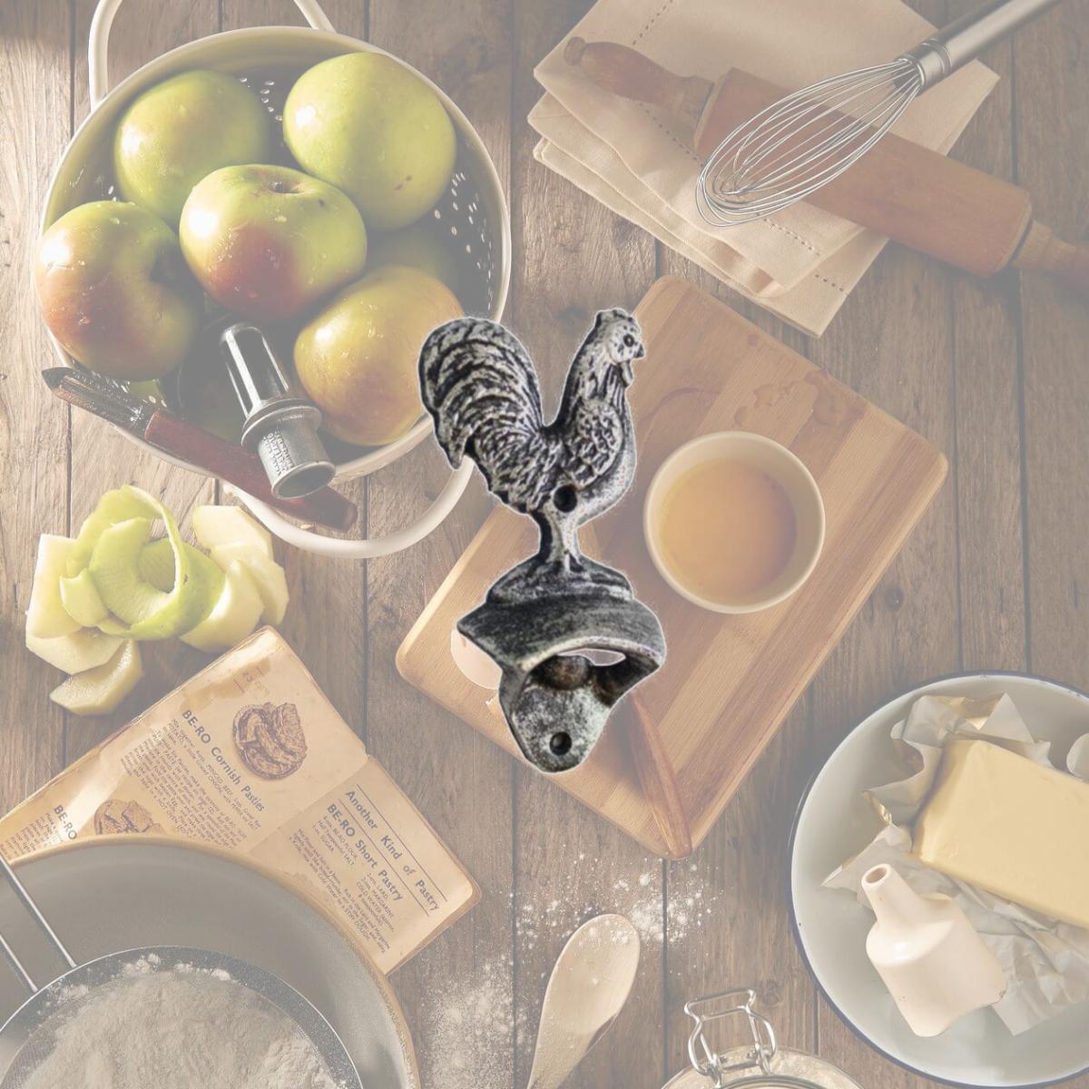 Picture of Handcrafted Model Ships K-1458-Silver 6 in. Rustic Silver Cast Iron Rooster Bottle Opener