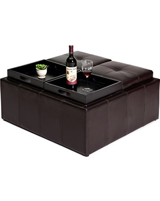 Hi1186 Brown Large Ottoman With Flip Over Tray