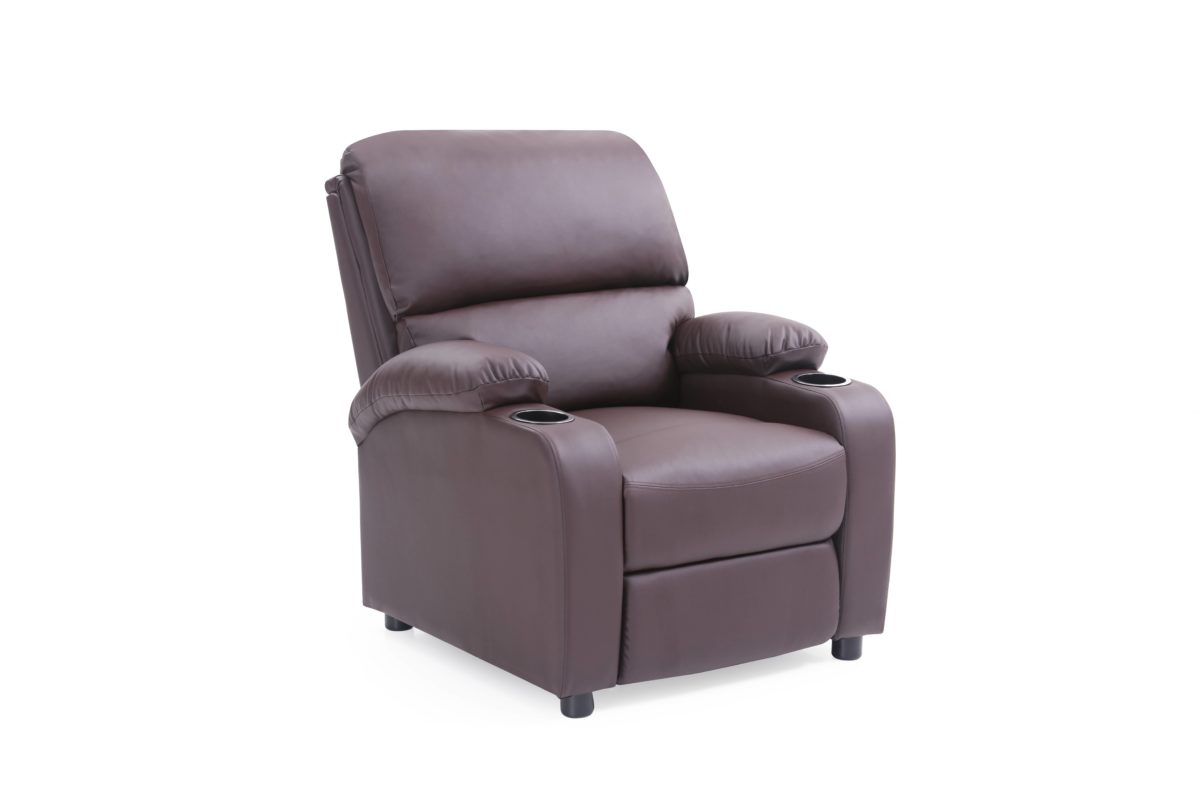 Hir710 Brown Recliner With 2-cup Holders - Black