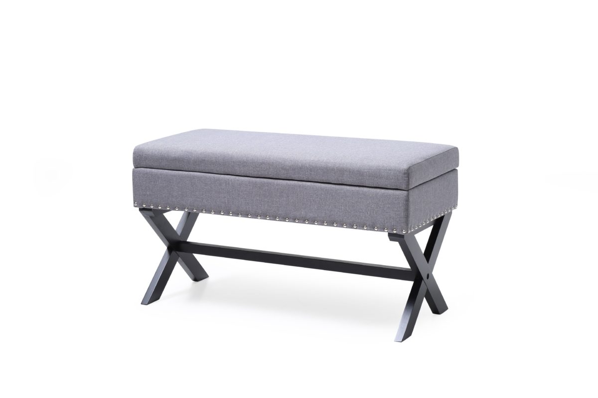 UPC 810179030025 product image for Hodedah HI6121 GREY Storage Ottoman Bench - Grey | upcitemdb.com