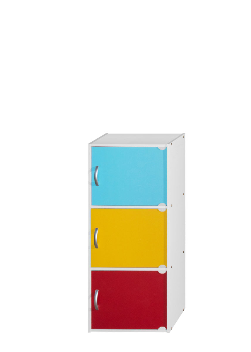3-Shelf & 3-Door Bookcase - Rainbow - 35.6 x 11.7 x 15.9 in.