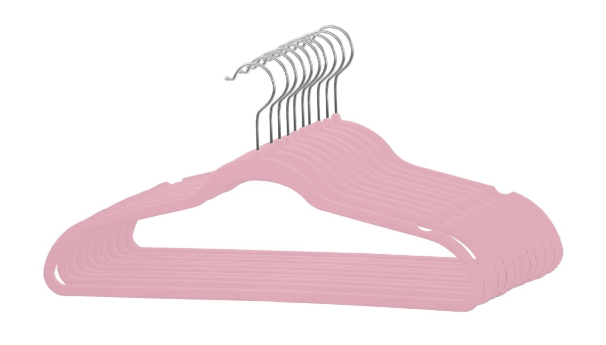 Velvet Hanger, Pink - Pack Of 10