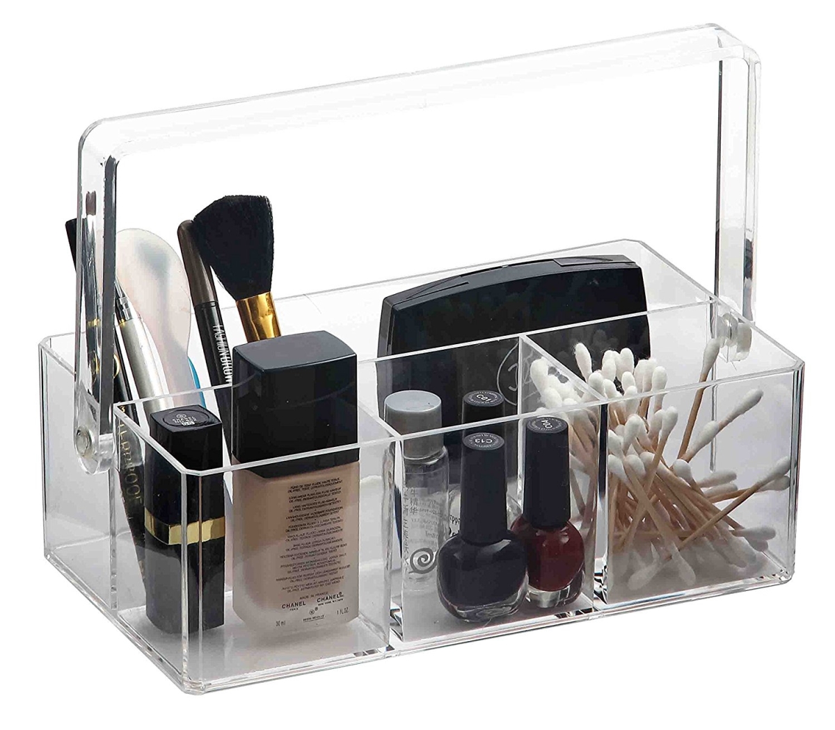 Mh49523 Clear Plastic Makeup Jewelry Organizer Tray - Holder With Handle