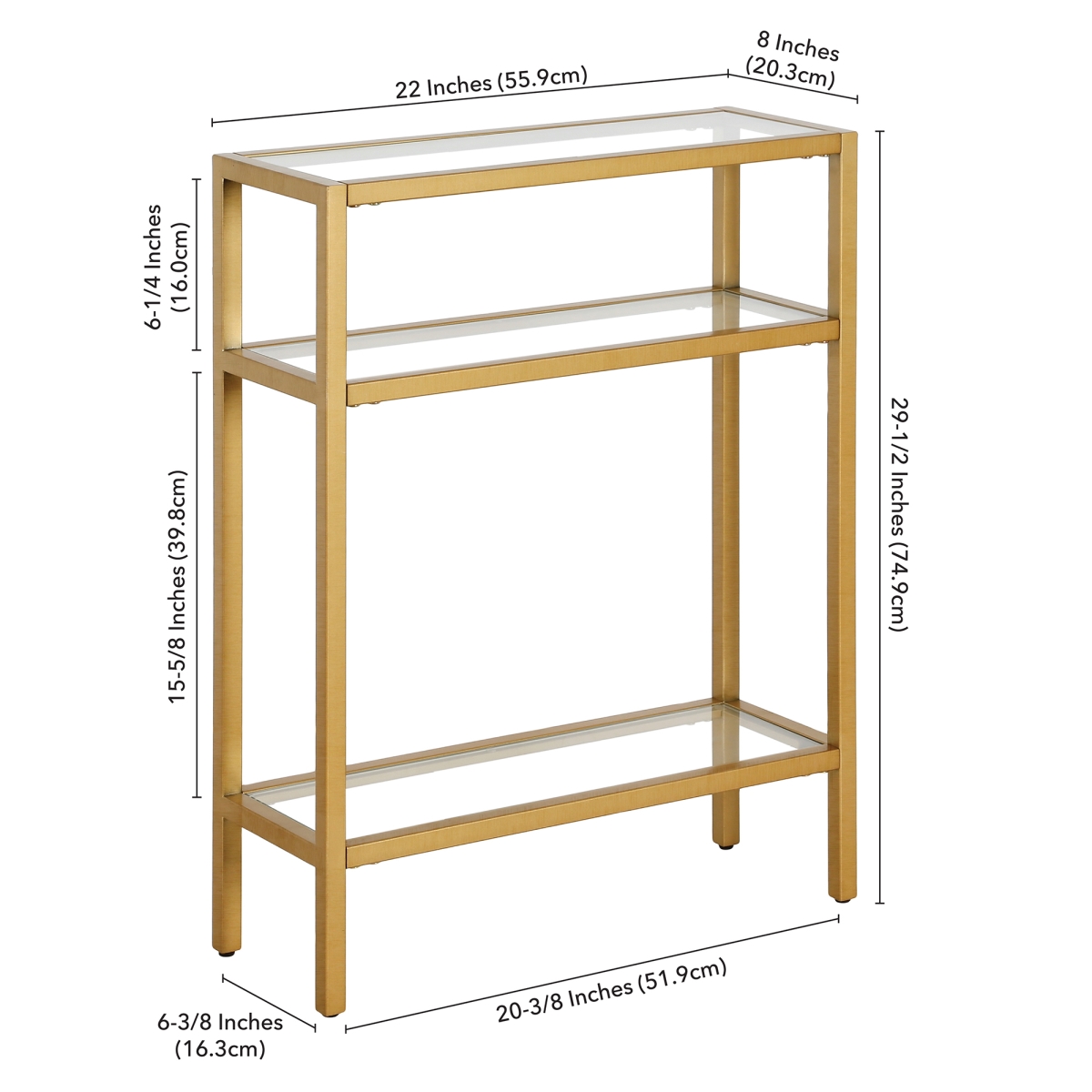 Picture of Henn & Hart AT1166 22 in. Sivil Console Table&#44; Brass