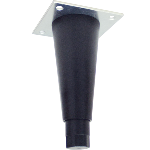 6 In. Leg With High Impact Abs Plastic Plate - Matte Black