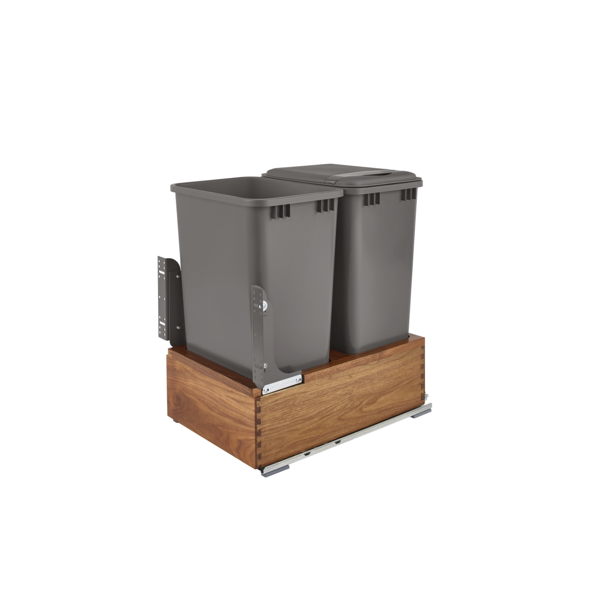 Rev A Shelf Rs4wc.wn.2150dm2.sc Double 50 Qt 4wc Series Bottom Mount Trash Pull-out With Blum Movento Soft Close Slides, Walnut