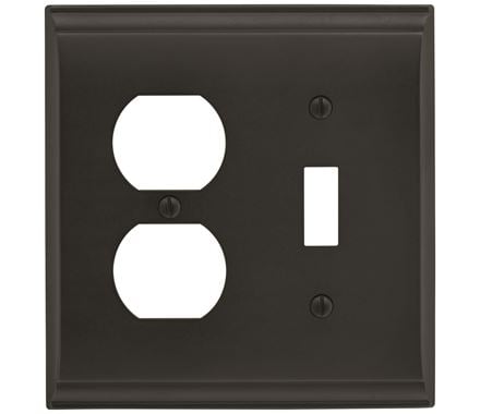 4.87 X 4.93 In. Candler 1 Toggle 2 Plug Wall Plate, Black Bronze