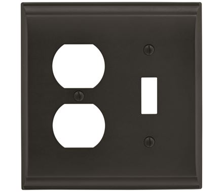 4.87 X 4.93 In. Candler 1 Toggle 2 Plug Wall Plate, Black Bronze