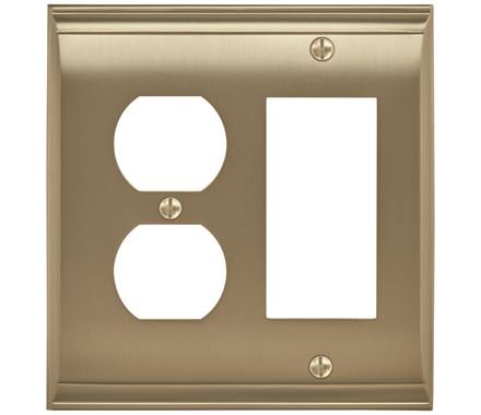 4.87 X 4.93 In. Candler 1 Rocker 2 Plug Wall Plate, Golden Champagne