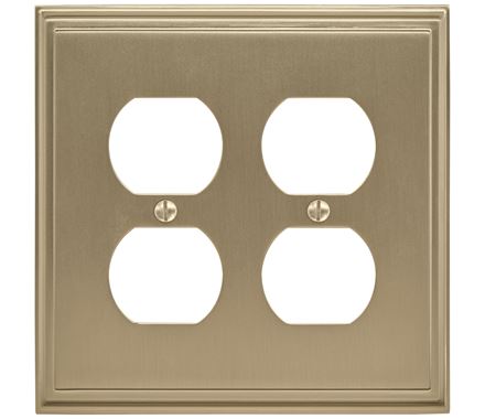 5 X 4.93 In. Mulholland 4 Plug Wall Plate, Golden Champagne