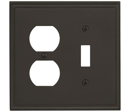 5 X 4.93 In. Mulholland 1 Toggle 2 Plug Wall Plate, Black Bronze