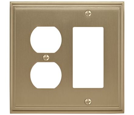5 X 4.93 In. Mulholland 1 Rocker 2 Plug Wall Plate, Golden Champagne