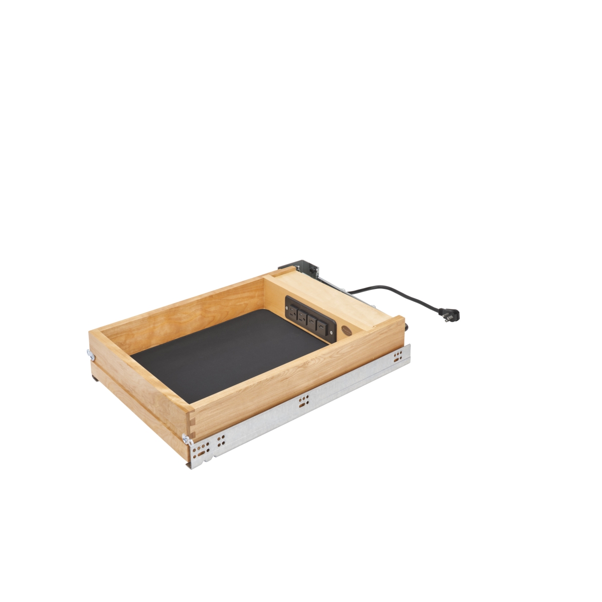 120v Soft Close Charging Drawer, Maple - 4.5 X 15 X 21 In.