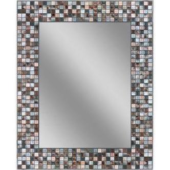 1211 24 X 30 In. Earthtoned Copper Bronze Mosaic Tile Mirror - Silver