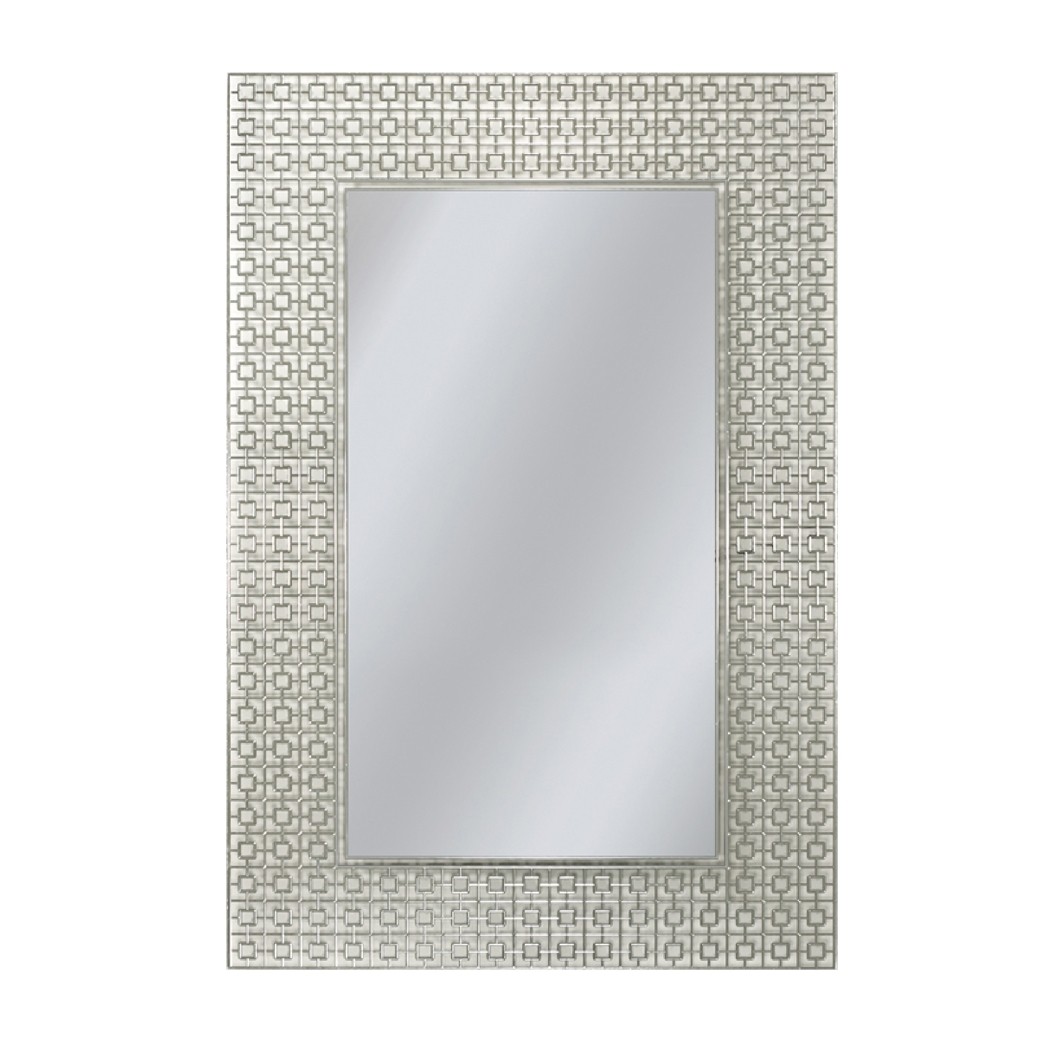 8330 24 X 30 In. Off White Etched Geometric Wall Mirror
