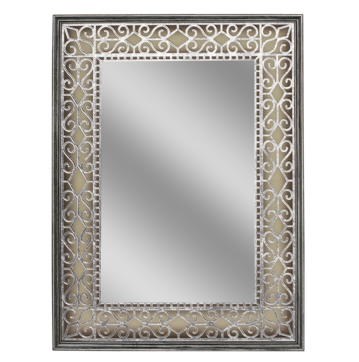 23.5 X 31.5 In. Stain Glass Fretwork Mirror