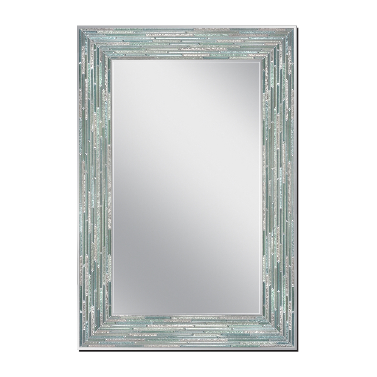Head West 1221 23.5 X 35.5 In. Reed Sea Glass Single Frameless Wall Mirror