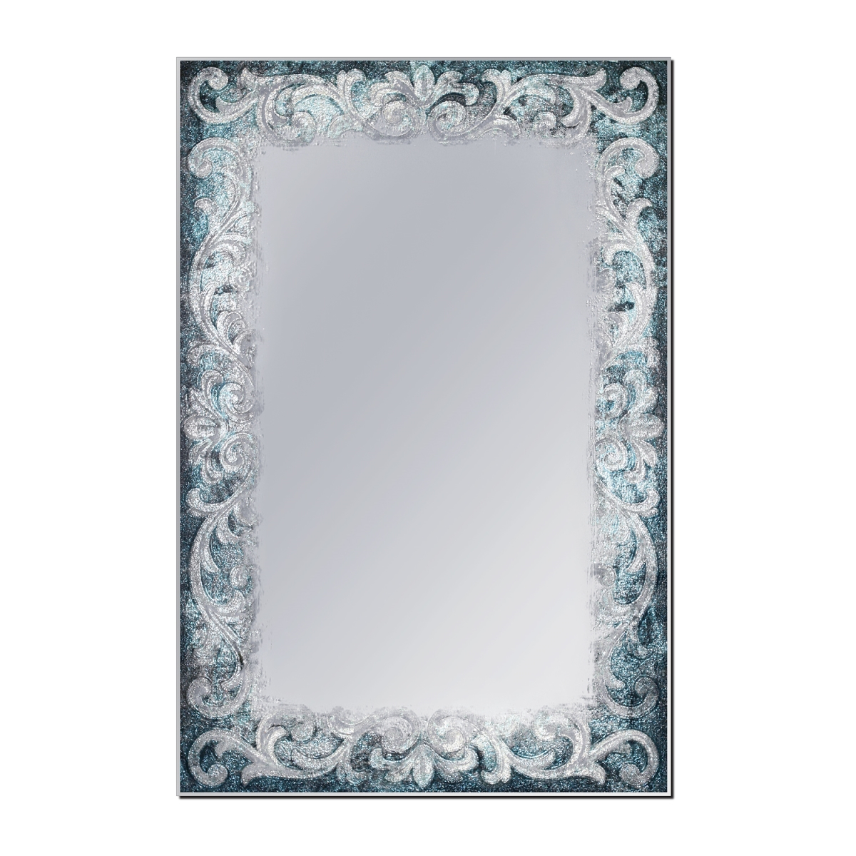 Head West 8255 23.5 X 35.5 In. Tapestry Single Frameless Wall Mirror - Silver Blue & Cool Gray