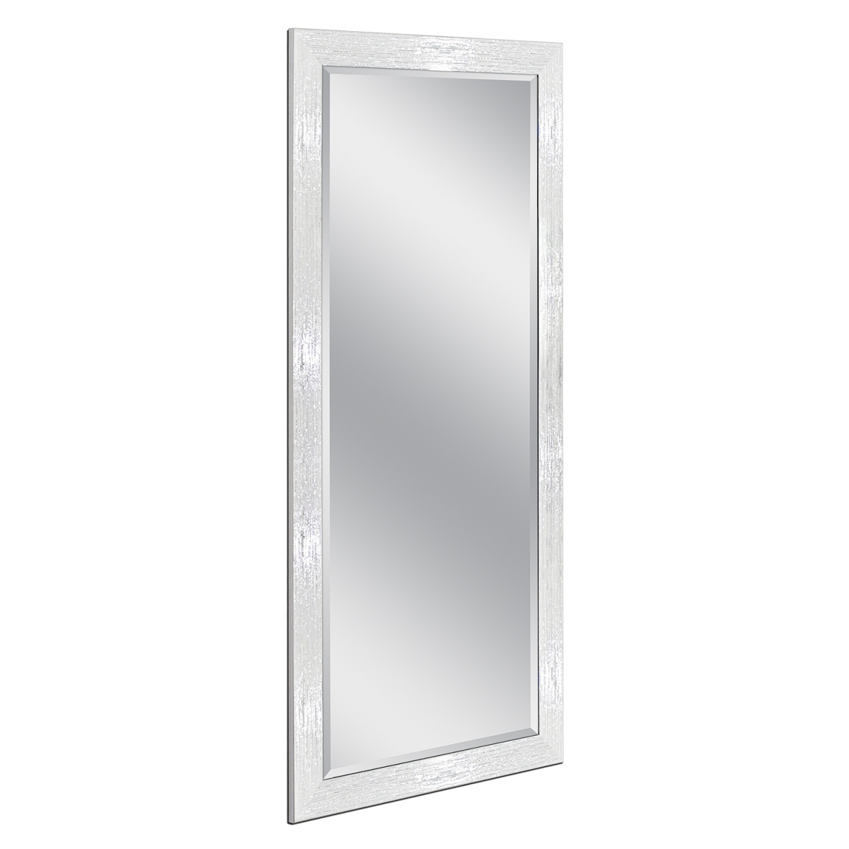 8163 29.5 X 63.5 In. Polystyrene Frame Leaner Mirror - White & Chrome Driftwood