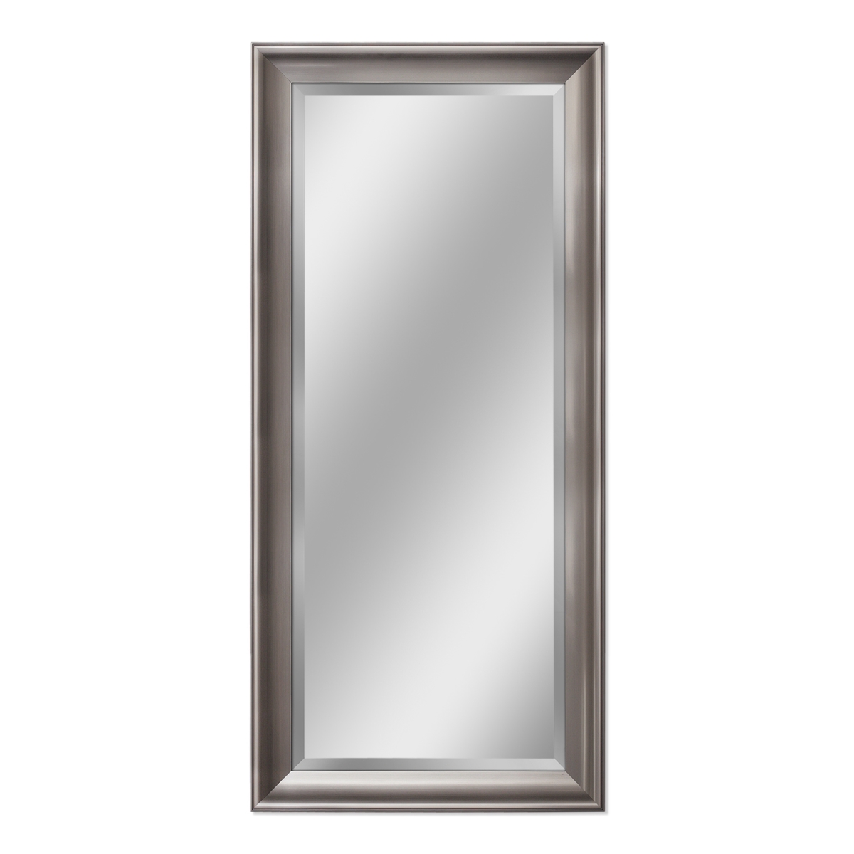 8171 30 X 64 In. Polystyrene Transitional Brush Nickel Frame Leaner Mirror