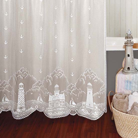 6140w-oc 72 X 72 In. Lighthouse Shower Curtain