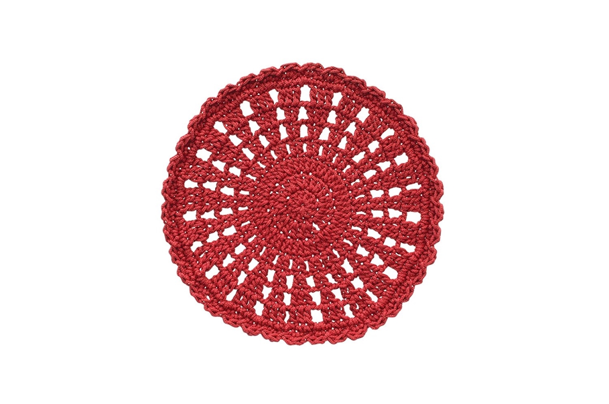 Mc-1015rr 10 In. Mode Crochet Round Doily, Ruby Red