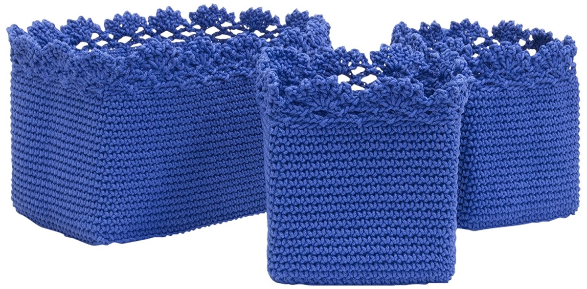 Mc-1050cb Mode Crochet Basket With Trim, Set Of 3