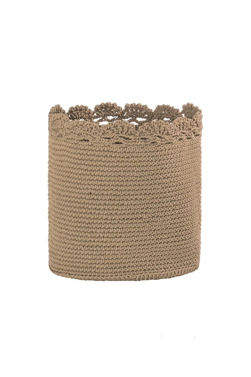Mc-1110tn 8 X 8 In. Mode Crochet Basket With Trim, Tan