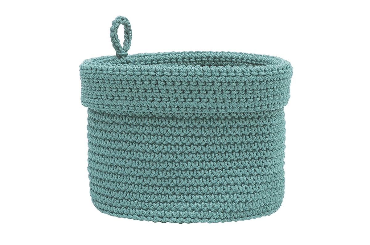 10 X 10 In. Mode Crochet Basket With Loop, Sea Spray