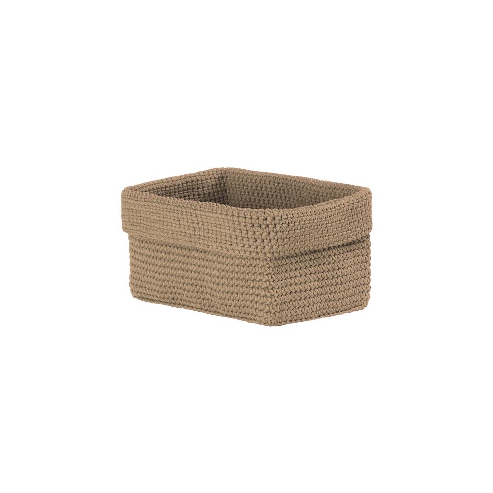 Mc-1095tn Mode Crochet Rectangle Basket, Tan - 8 X 5 X 6 In.