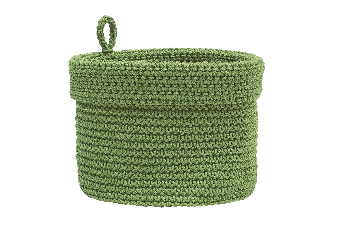 10 X 10 In. Mode Crochet Basket With Loop, Sage