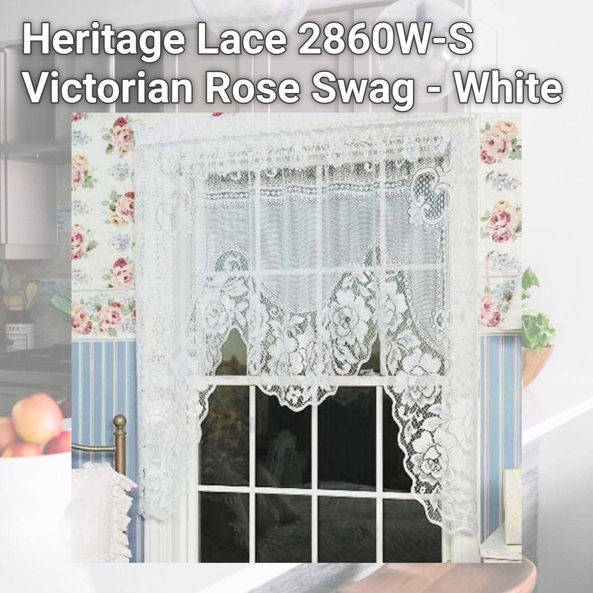 Picture of Heritage Lace 2860W-S Victorian Rose Swag - White