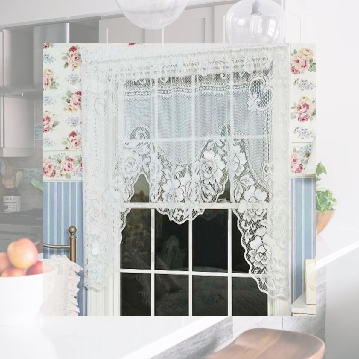 Picture of Heritage Lace 2860W-S Victorian Rose Swag - White