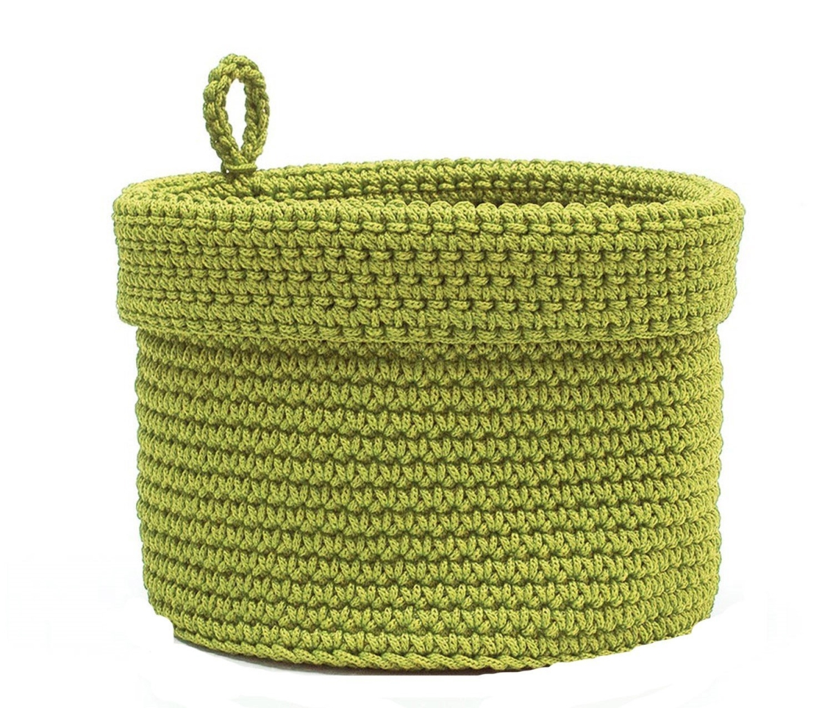 Mc-1035cg Mode Crochet 8 X 8 In. Basket With Loop - Citron Green