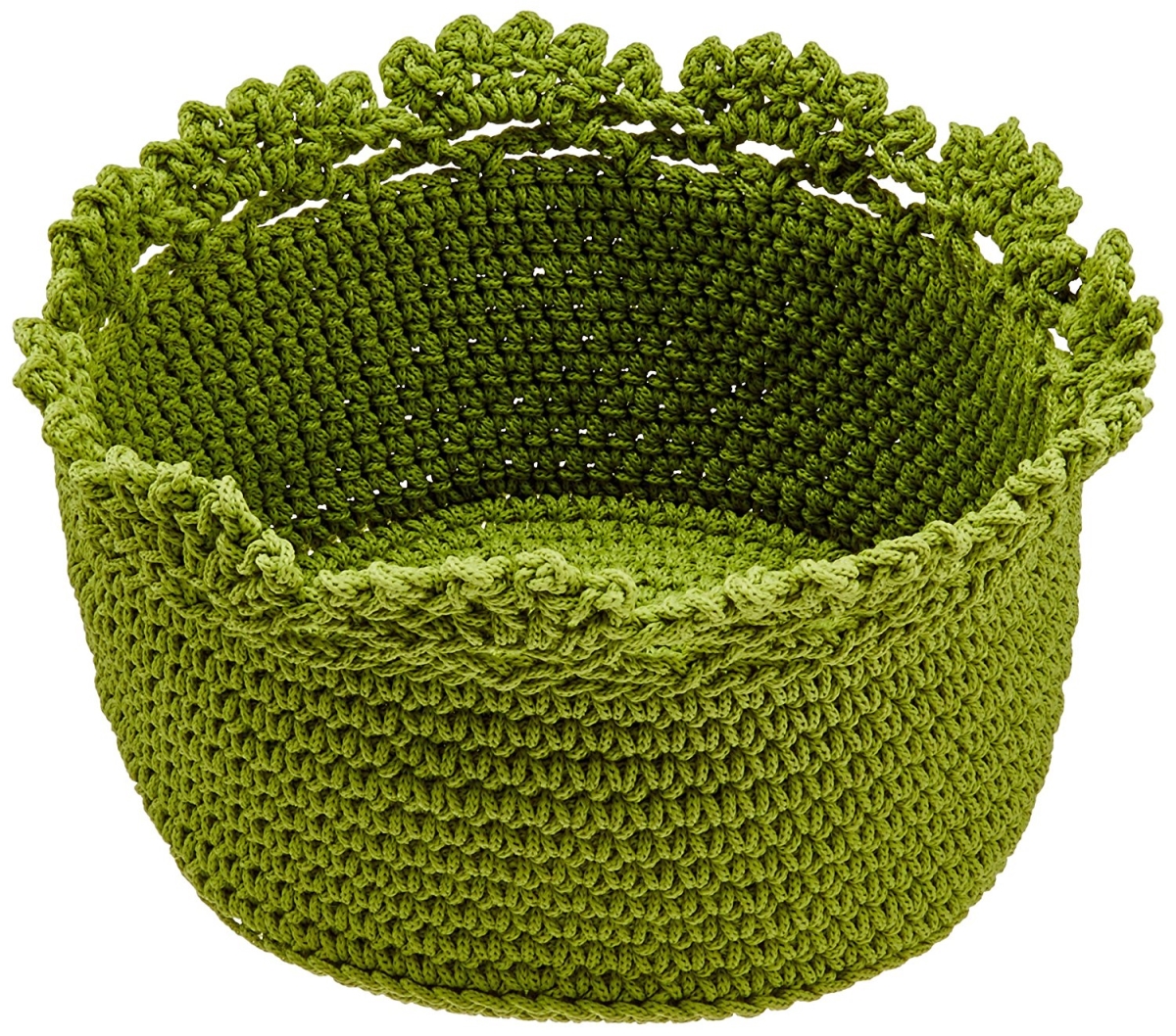 Mc-1060cg Mode Crochet 6 X 4 In. Basket With Crochet Trim - Citron Green