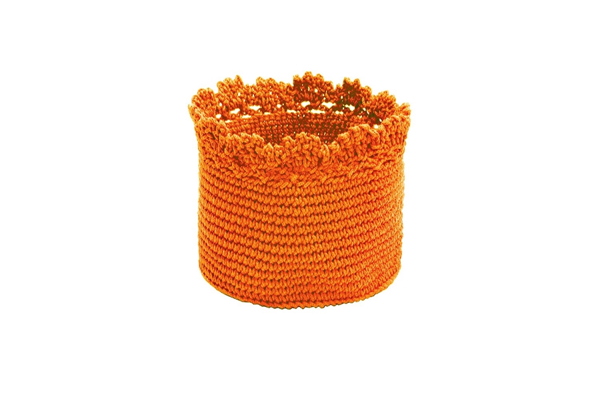 Mc-1060o Mode Crochet 6 X 4 In. Basket With Crochet Trim