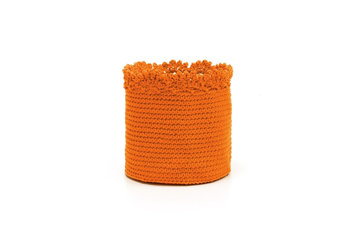 Mc-1065o Mode Crochet 6 X 6 In. Basket With Crochet Trim