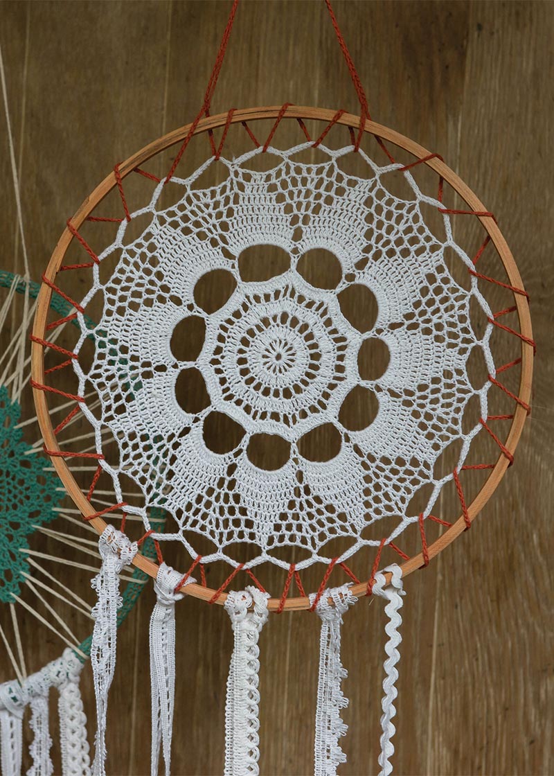 12 In. Crochet Envy Godiva Round Dream Catcher, White
