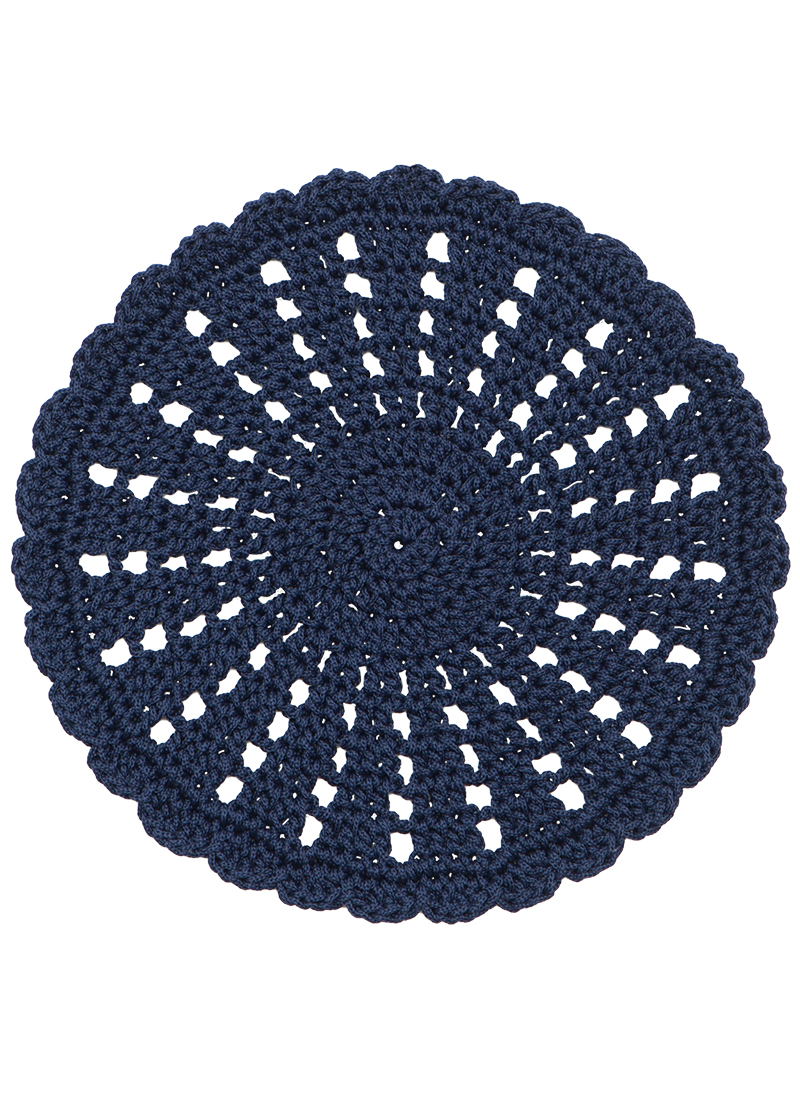 10 In. Mode Crochet Round Doily, Navy