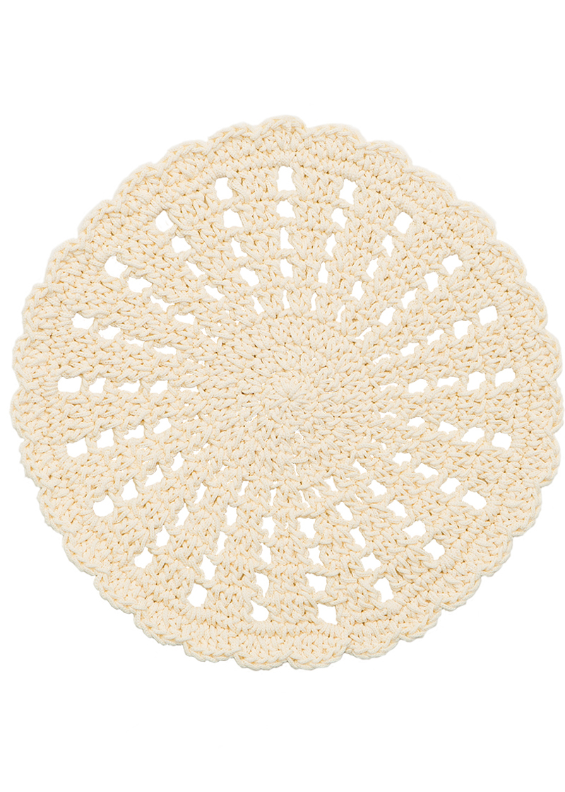 10 In. Mode Crochet Round Doily, Cream
