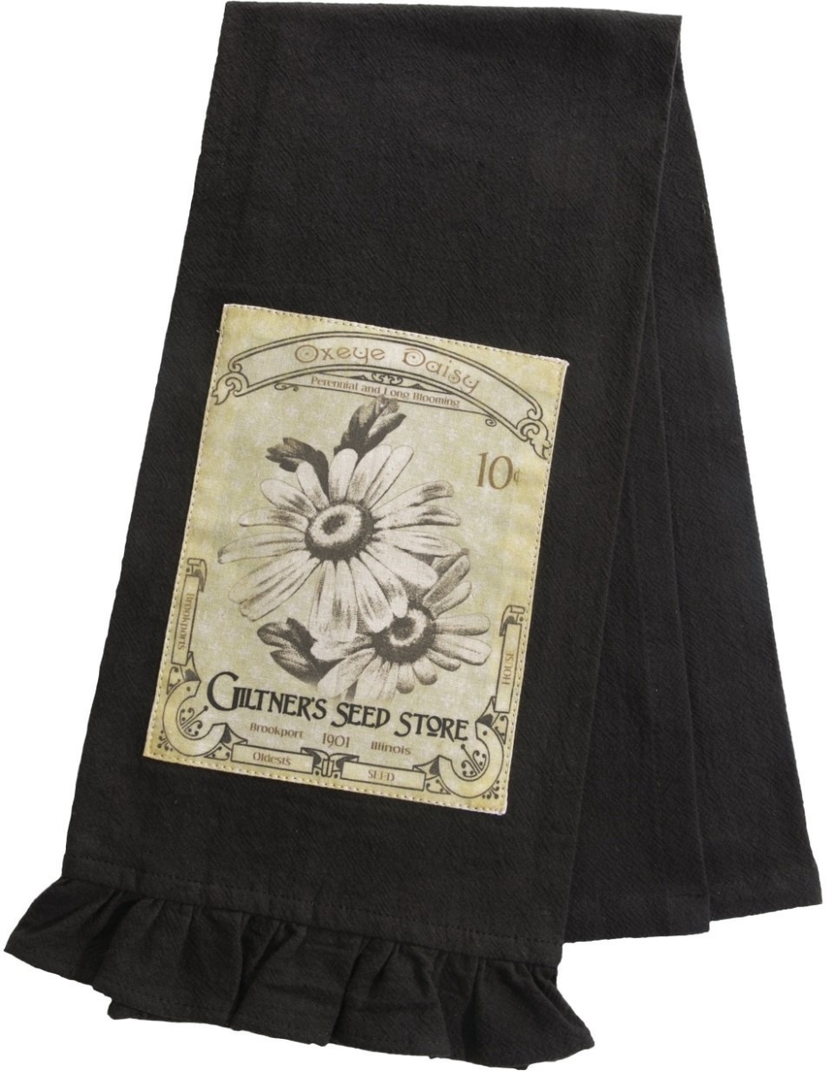 Vg-008 18 X 26 In. Vintage Garden Tea Towel, Black