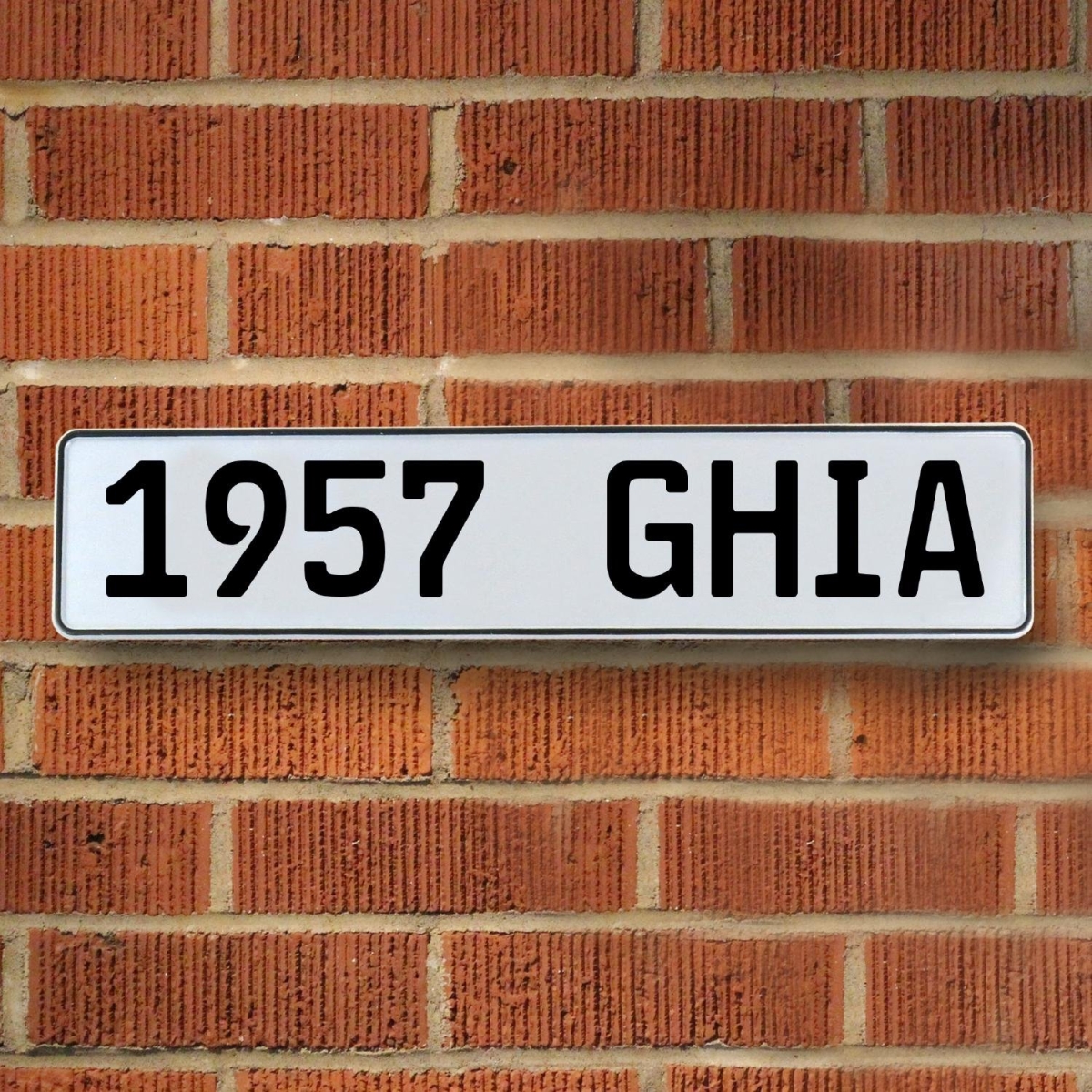 785920 1957 Ghia - White Aluminum Street Sign Mancave Euro Plate Name Door Sign Wall