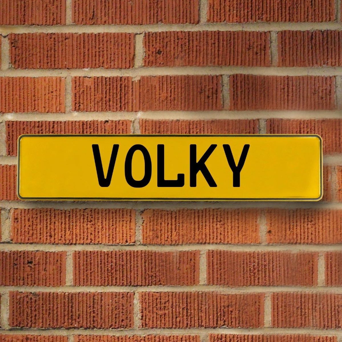 Volky - Yellow Aluminum Street Sign Mancave Euro Plate Name Door Sign Wall