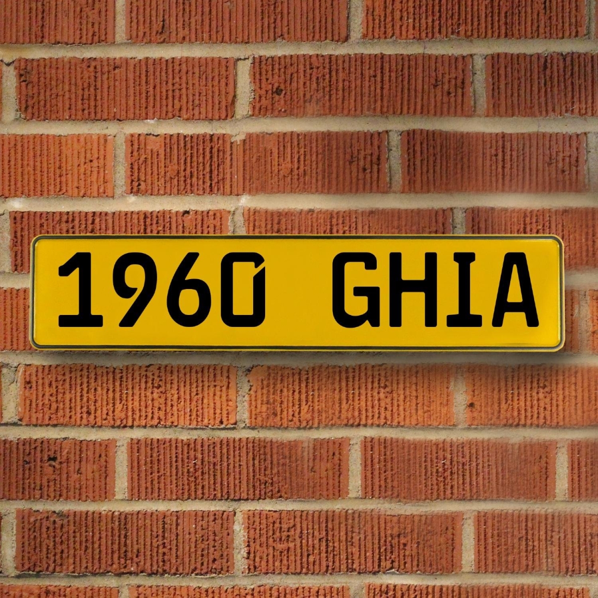 786345 1960 Ghia - Yellow Aluminum Street Sign Mancave Euro Plate Name Door Sign Wall