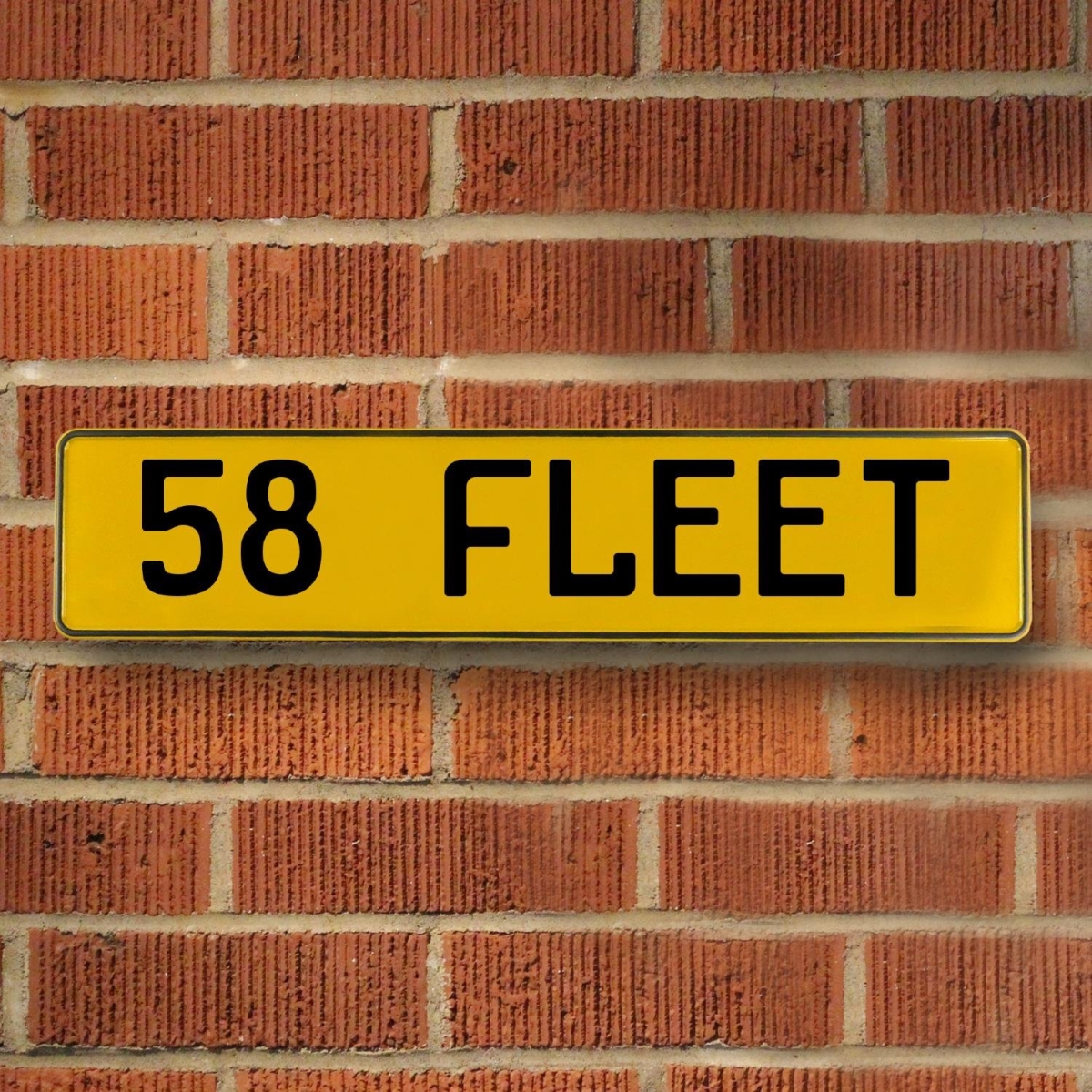 58 Fleet - Yellow Aluminum Street Sign Mancave Euro Plate Name Door Sign Wall