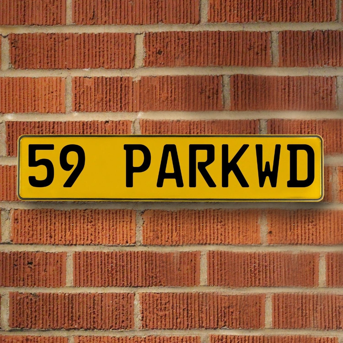 59 Parkwd - Yellow Aluminum Street Sign Mancave Euro Plate Name Door Sign Wall
