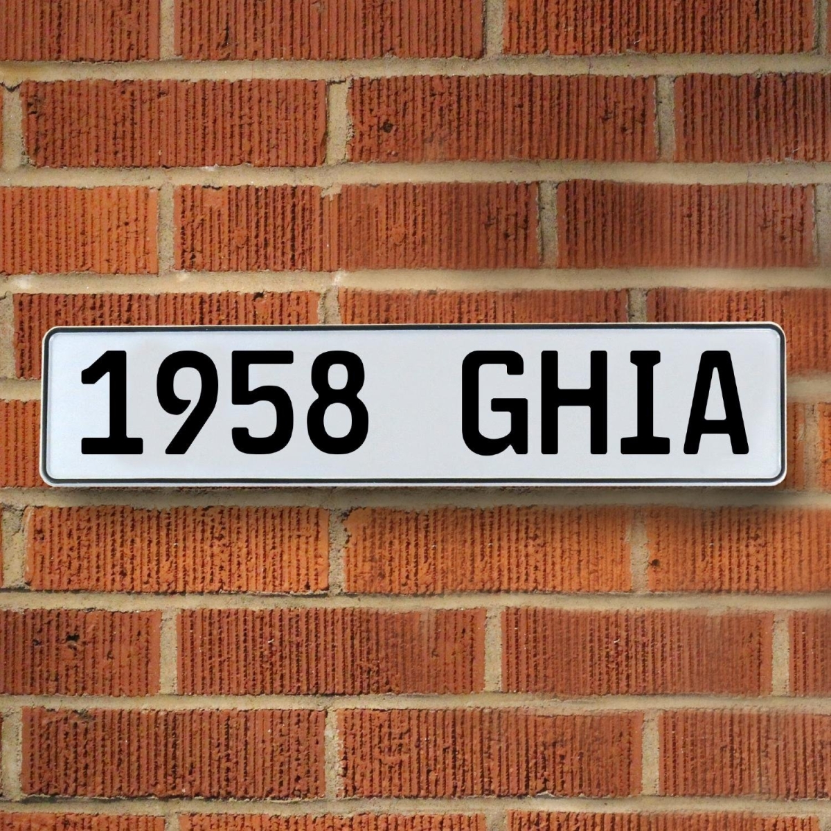 785921 1958 Ghia - White Aluminum Street Sign Mancave Euro Plate Name Door Sign Wall