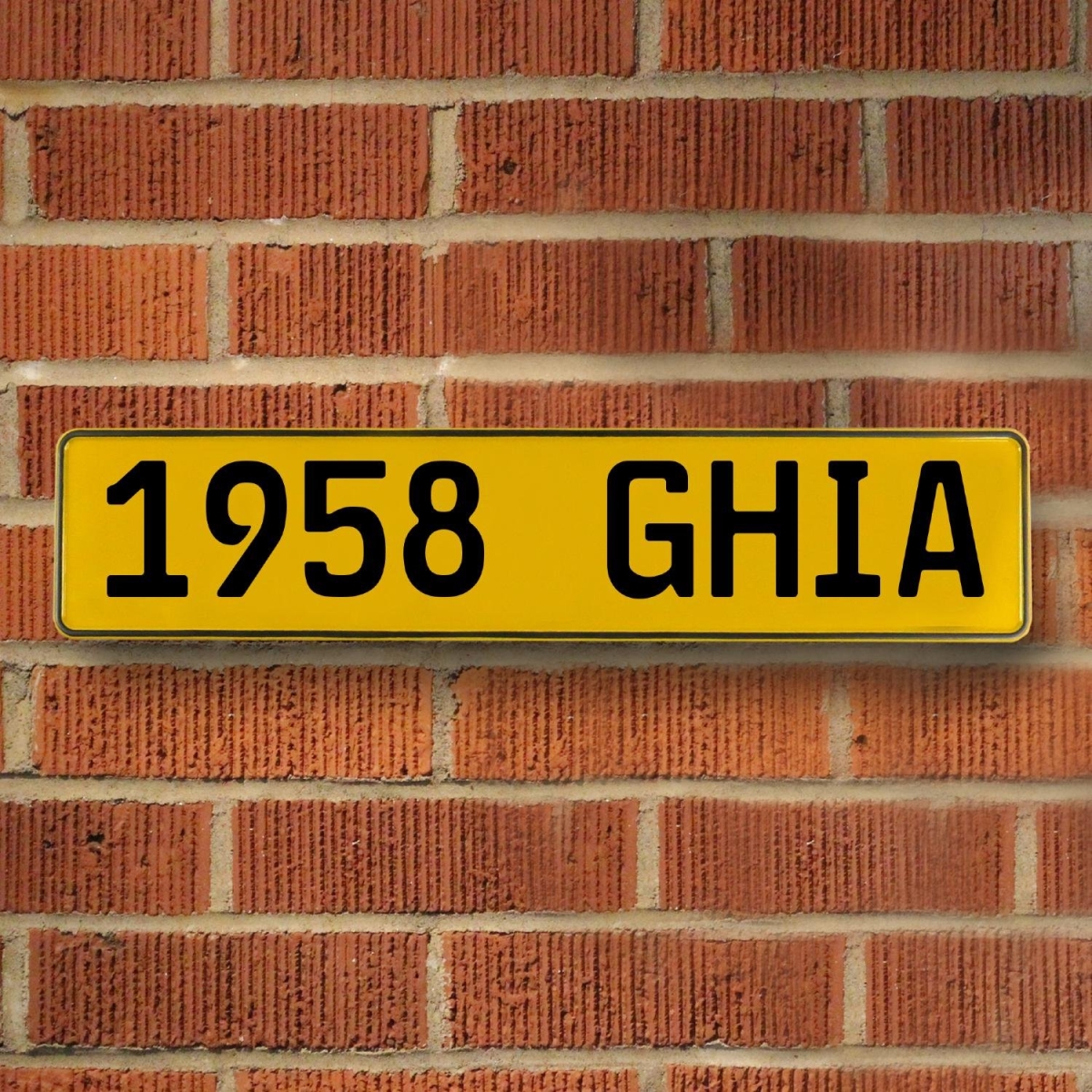 786343 1958 Ghia - Yellow Aluminum Street Sign Mancave Euro Plate Name Door Sign Wall